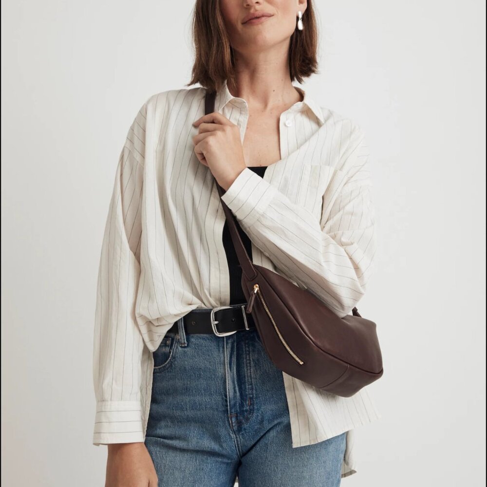 Madewell The Sling Crescent Small Crossbody Brown Leather Bag